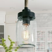 LNC Mason Jar Pendant Lights, Rustic Mini Pendant Lighting for Kitchen Island with Glass Shades