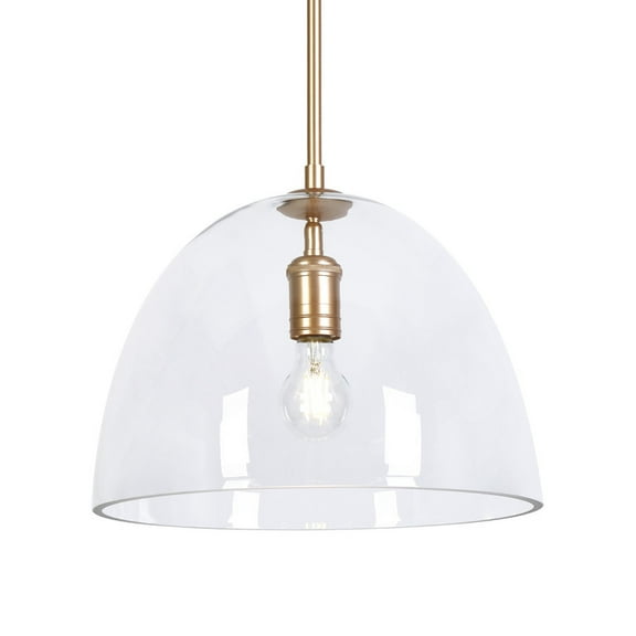 LNC Modern Gold Pendant Light with Clear Glass Dome Shade, 14" W x 14" D x 11" H