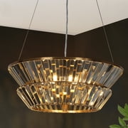 LNC Feinaqy 3-Lights 19.7" Modern Luxury Two-Tier Fluted Crystal Chandelier, Gold