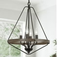thumbnail image 1 of LNC Modern Black Caged Chandelier 4-Light Brown Candlestick Rustic Foyer Chandelier Lamp with Faux Wood Accents, 1 of 6