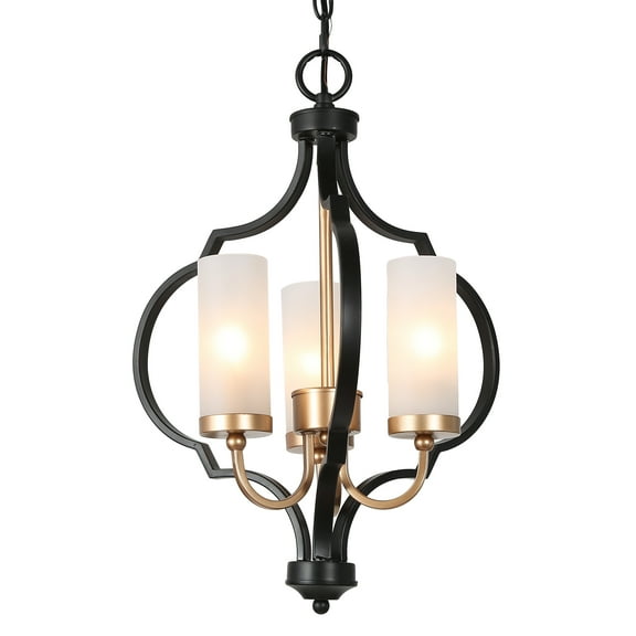 LNC Modern/Contemporary 3-Light Black Chandelier with Glass Shade,LED Kitchen Island Light