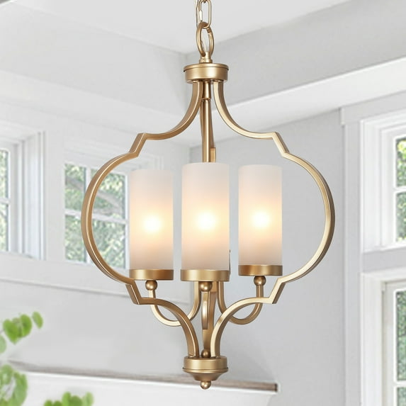 LNC Modern/Contemporary 3-Light Gold Chandelier with Glass Shade,LED Kitchen Island Light