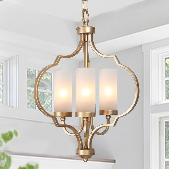 LNC Modern/Contemporary 3-Light Gold Chandelier with Glass Shade,LED Kitchen Island Light