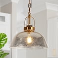 thumbnail image 1 of LNC Gold Dome Pendant Light with Ripple Glass Shade, Adjustable Height, E26 Socket, 1 of 14