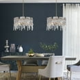 thumbnail image 1 of LNC Modern Drum Chandelier Crystal 3-Light Gold Island Pendant with Glass Shade for Living Room, 1 of 6