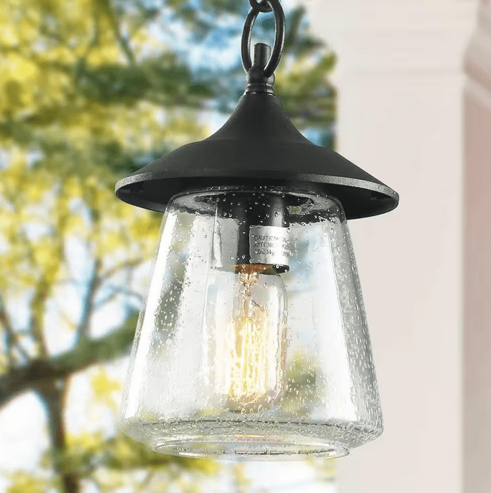 Zeyu 2-Pack Outdoor Wall Lights - 12 Inch Black Die-Cast Aluminum, Water Ripple Glass, ETL Listed