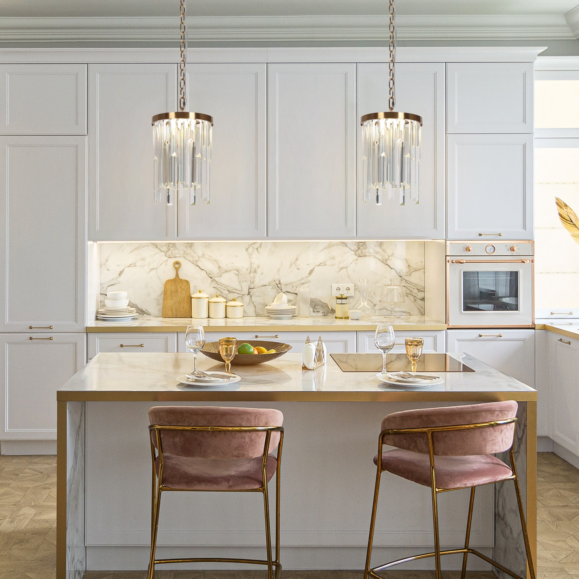 LNC Modern LED Crystal 1-Light Pendant Light for Kitchen Island - Gold - Walmart.com