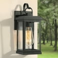 thumbnail image 1 of LNC Modern Square Black Outdoor Wall Sconce 1-Light Textured Black Lantern Sconce with Seeded Glass, 1 of 8
