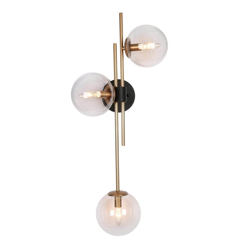 LNC Nako 12-in W 3-Light Matte Gold and Matte Black Modern Wall Sconce,30"Hx10"D