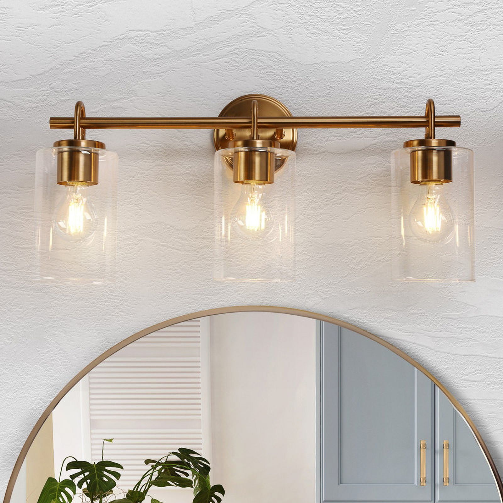 LNC Naturestrl 22-in 3-Light Matte Gold LED Modern/Contemporary Vanity Light