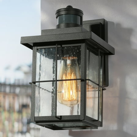 LNC Outdoor Wall Light Modern Black 1-Light Exterior Porch Deck Wall Sconce with Dusk to Dawn