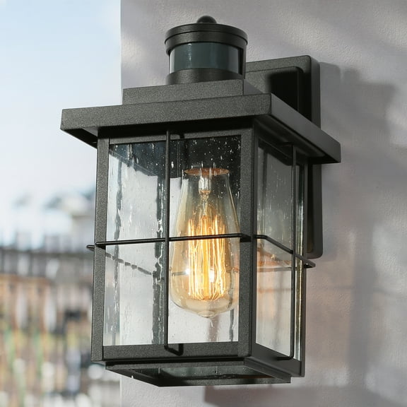 LNC Outdoor Wall Light Modern Black 1-Light Exterior Porch Deck Wall Sconce with Dusk to Dawn