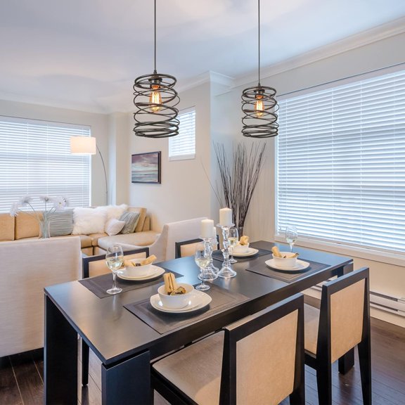 LNC Pendant Lighting for for Kitchen IslandRustic Farmhouse Brown Rust Cage Hanging Lamp, Antique Silver Black, A03292