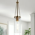 thumbnail image 1 of LNC Polished Dark Gold Modern Textured Glass Cylinder LED Mini Hanging Pendant Light, 1 of 17