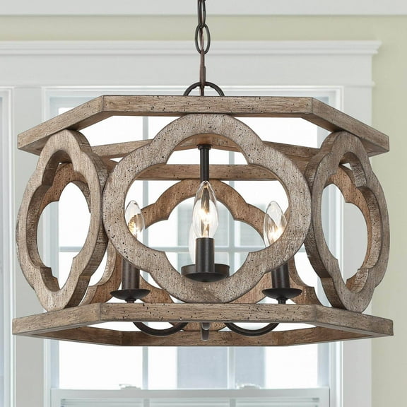 LNC Quaint 4-Light Distressed Bronze Farmhouse Led Cage Chandelier
