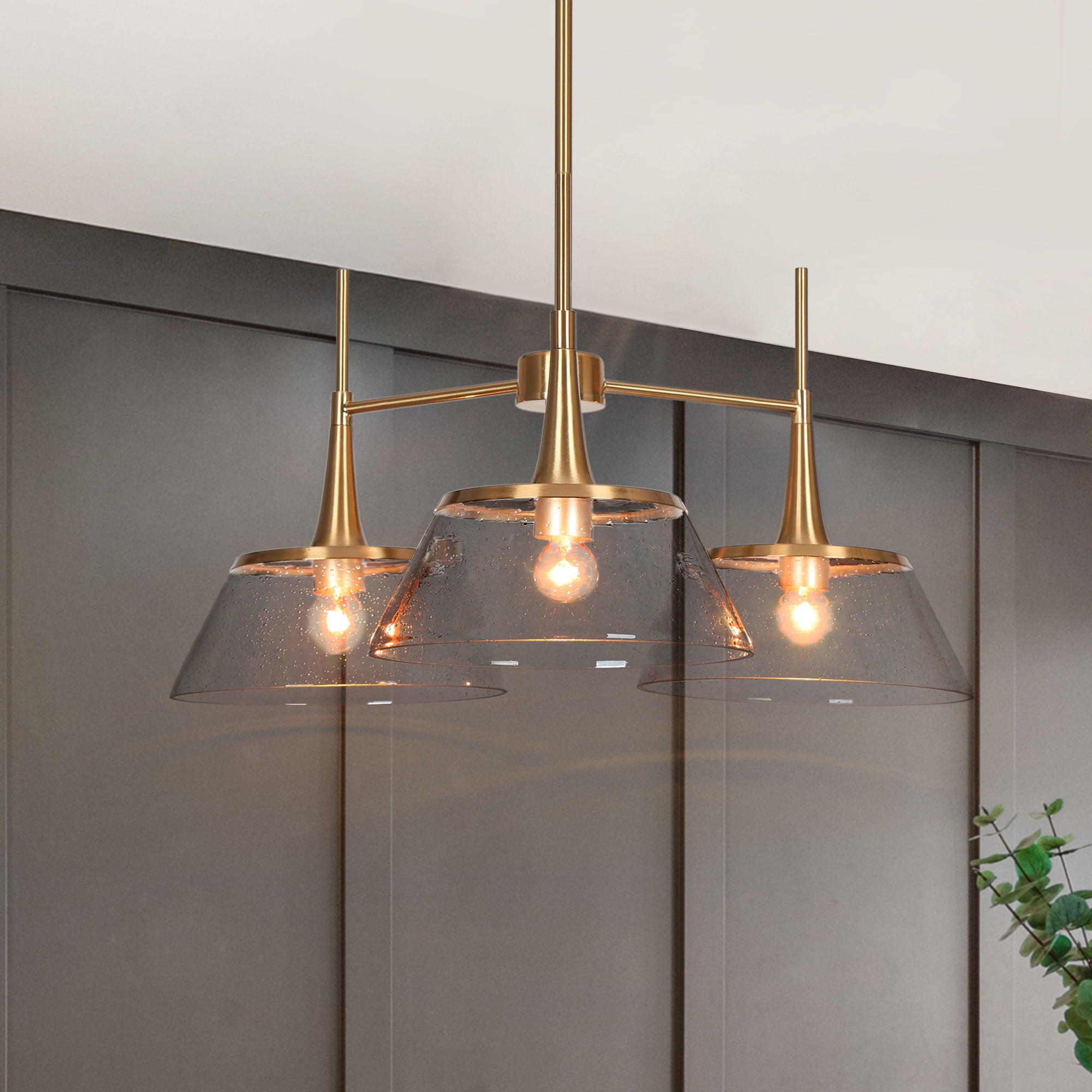 LNC Quoridan 3-Light Polished Gold Modern/Contemporary Led Chandelier