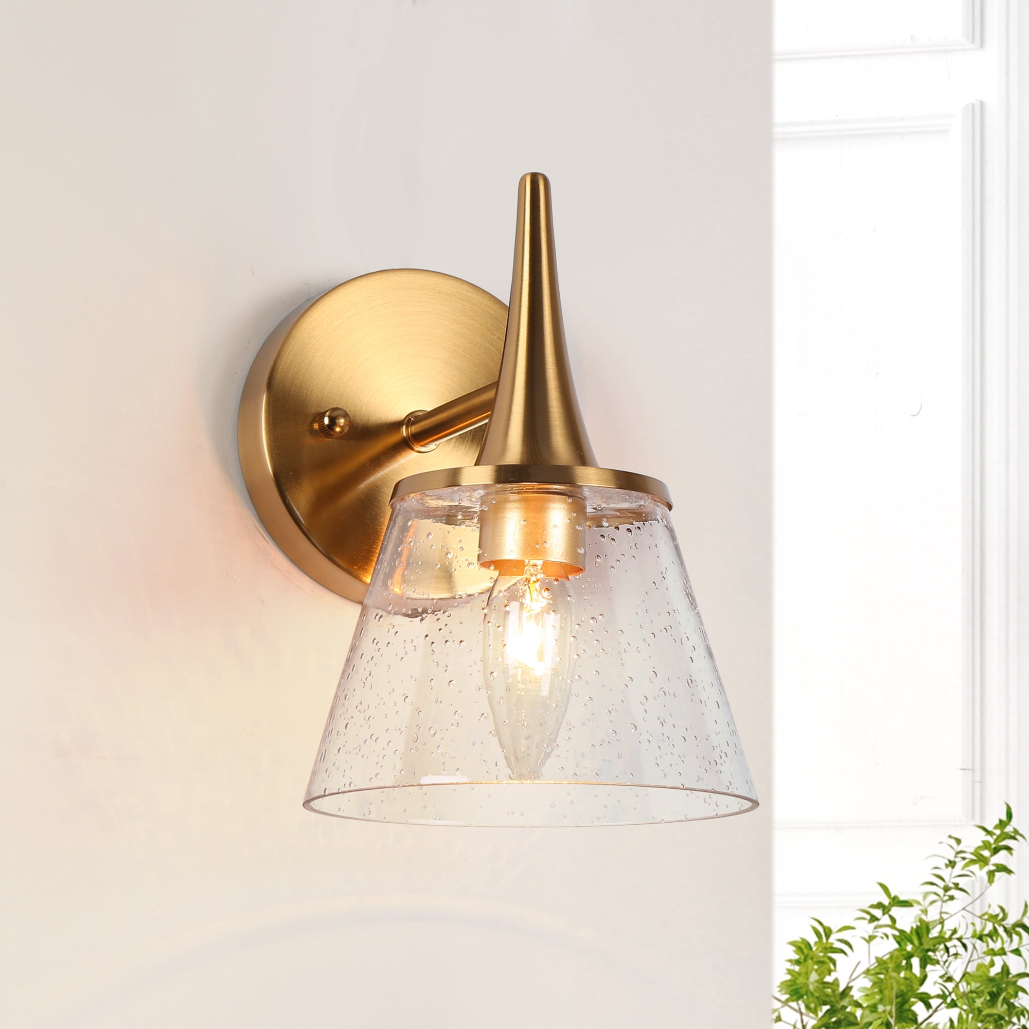 LNC Quoridan 5.9-in W 1-Light Polished Brass Modern/Contemporary LED Wall Sconce