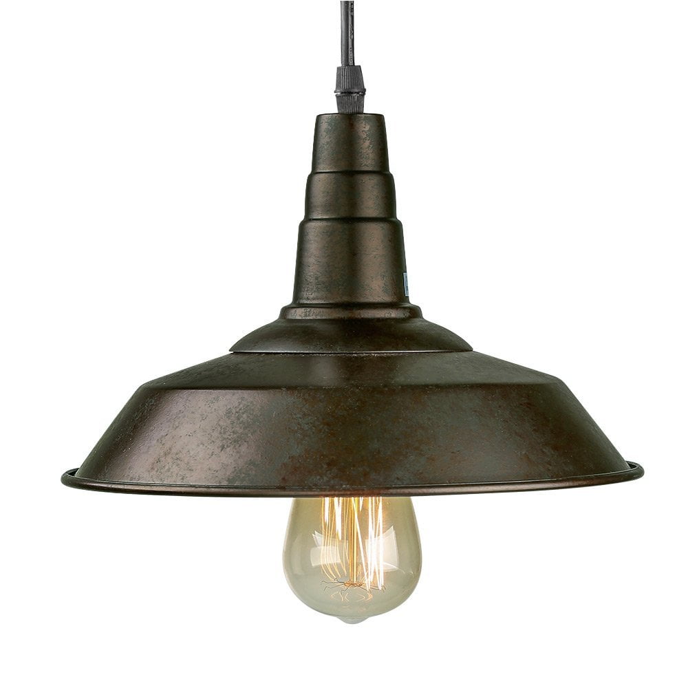Mini Black Rustic Farmhouse LED Pendant Light with Metal Shade