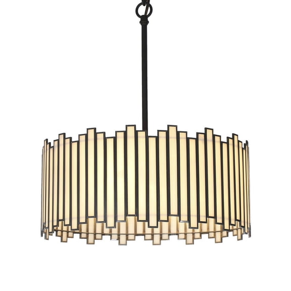LNC Samay 4-Light Matte Black Modern/Contemporary Chandelier,16"Lx19"Hx16"D