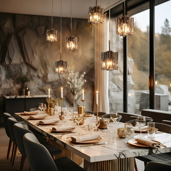 LNC 3-Light Modern 3-Light LED Smoke-Gray Cluster Pendant Light with Ribbed Glass
