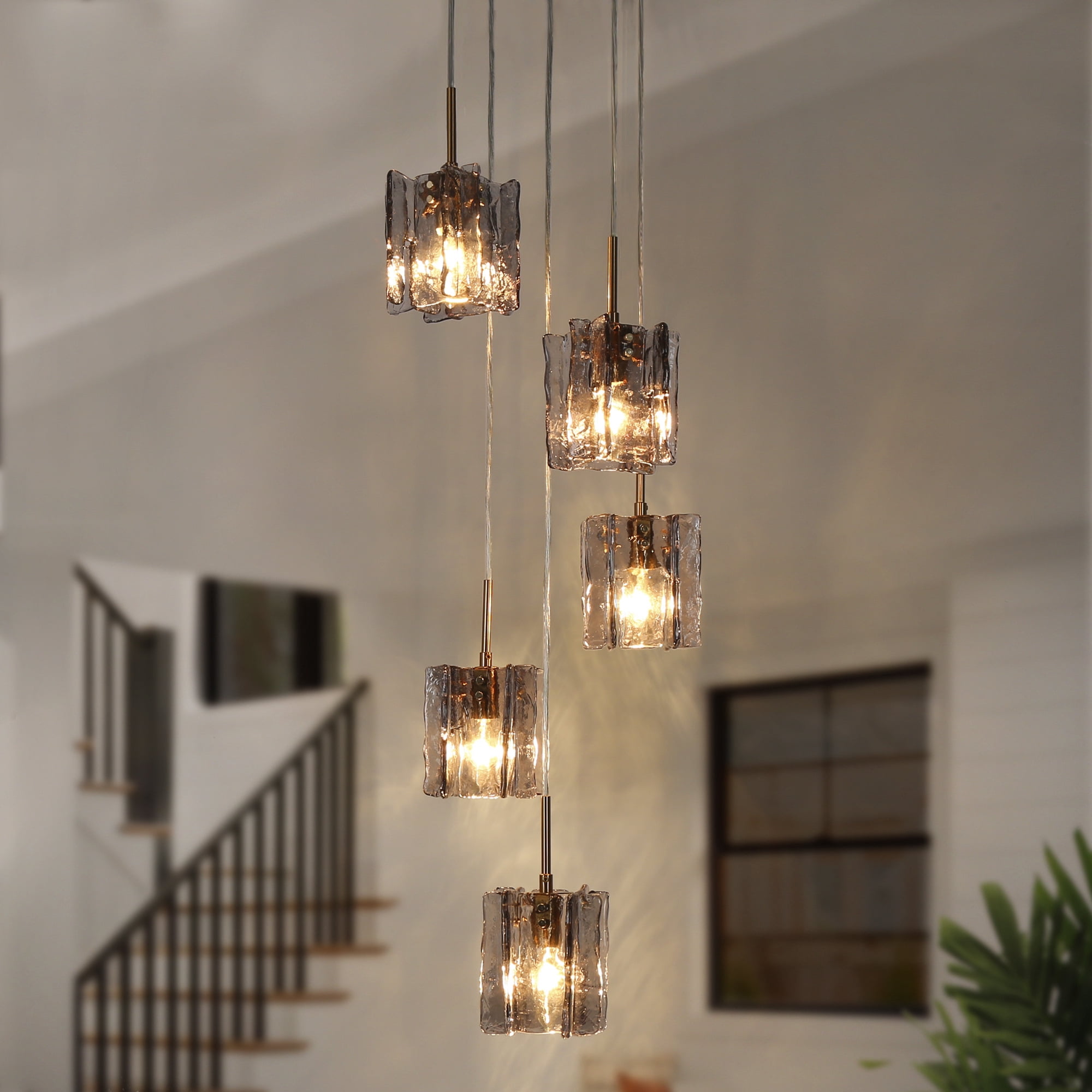 LNC Tucana 5-Light Matte Black Modern/Contemporary Led Crystal Chandelier