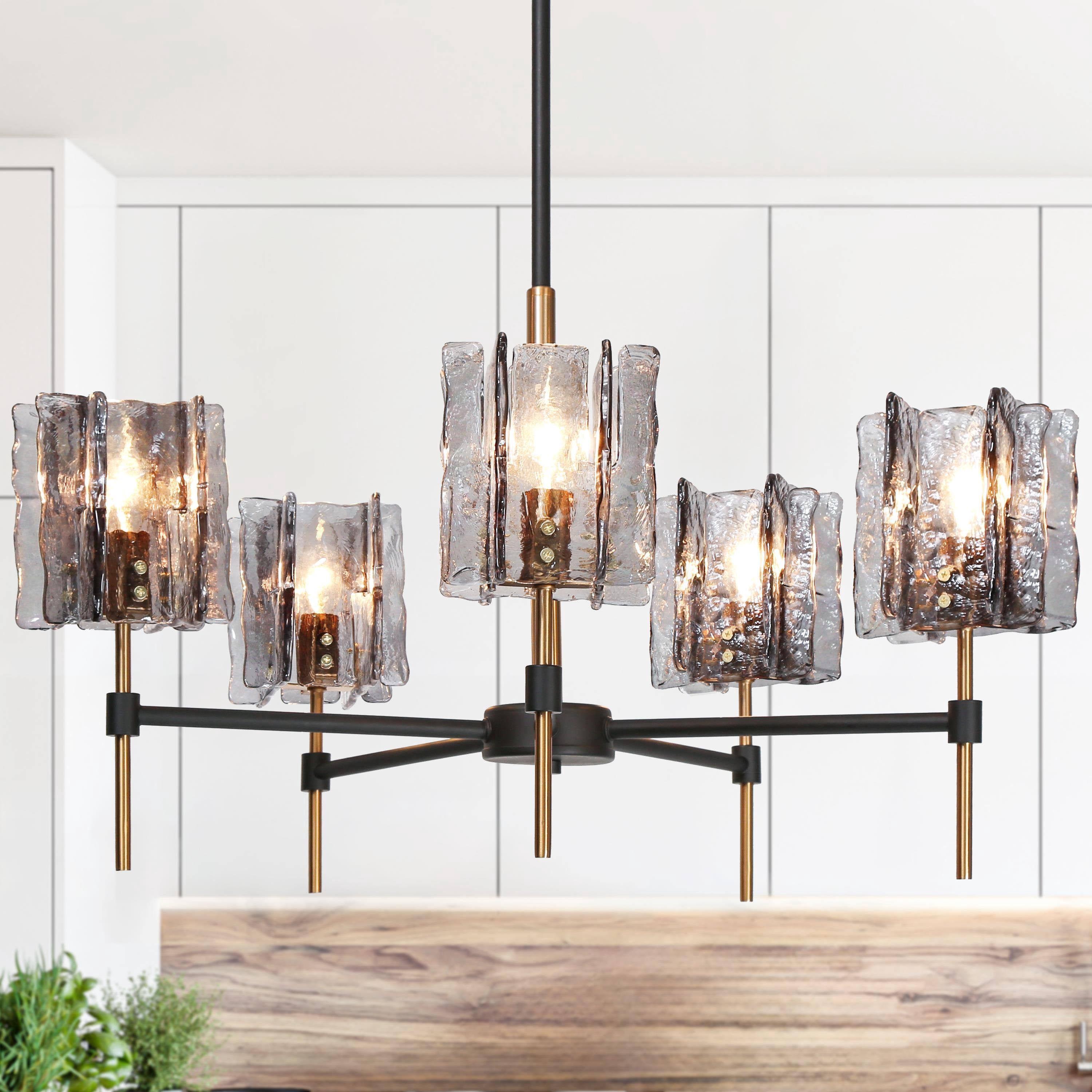LNC Tucana 5-Light Matte Black Modern/Contemporary Led Crystal Chandelier