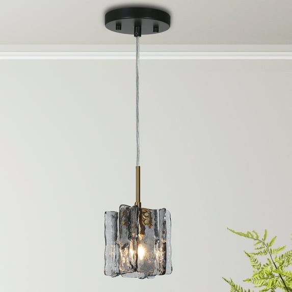 LNC Tucana Textured Glass Mini Pendant Light, Modern Linear LED Hanging Fixture