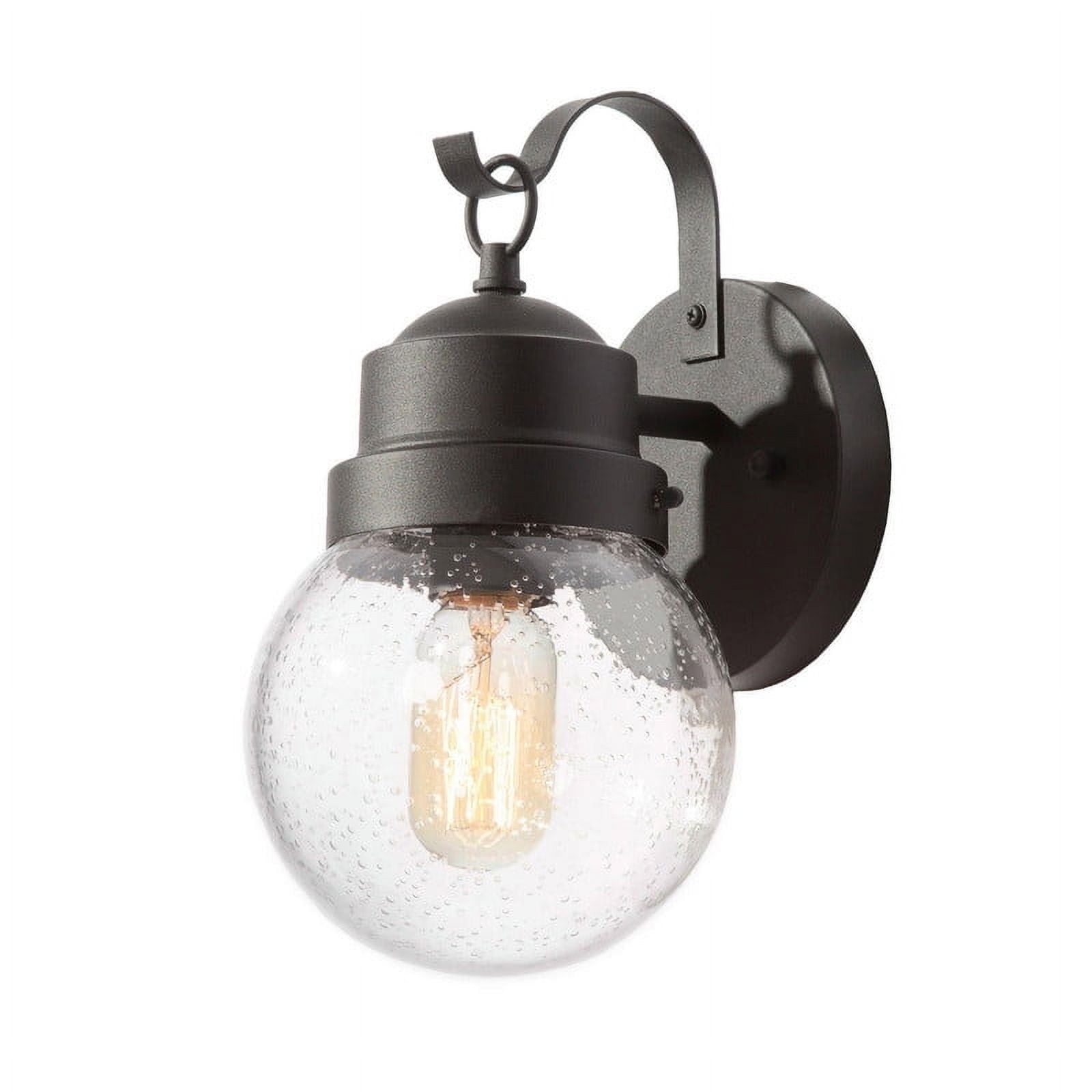 LNC Zalan 11-in H Sandy Black Seeded Glass Globe Modern Wall Mount Outdoor Wall Light