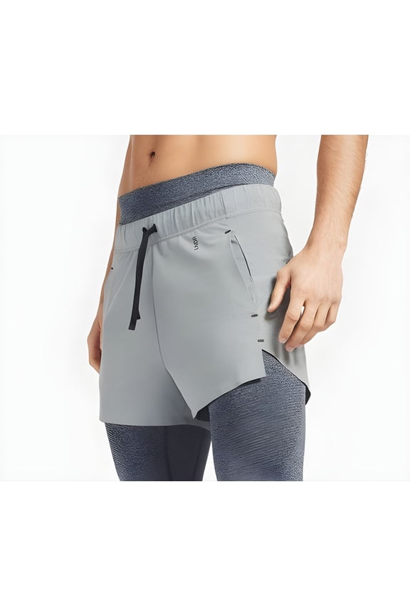 Men's Marl Drawstring Stretchy Run Shorts, Grey, X-Large