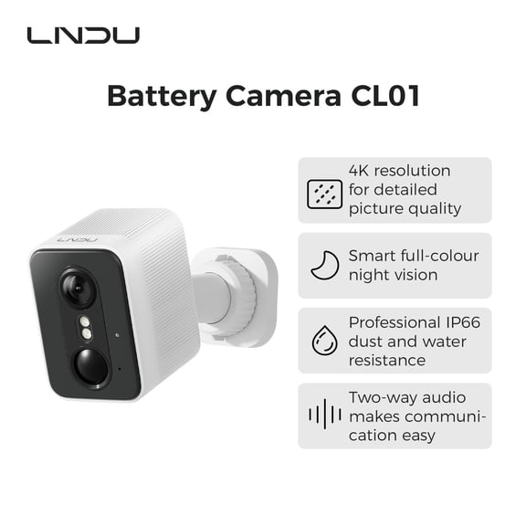 LNDU CL01 4K Wireless Security Camera 143 Degree Wide Angle Infrared Night Vision Human Body Sensing + Radar Dual Recognition Detection