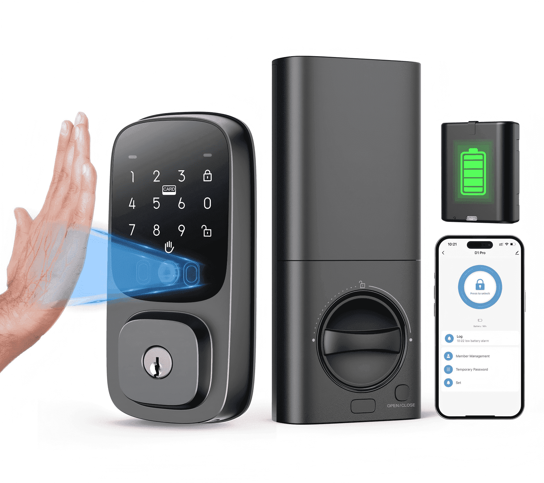 LNDU Zinc Alloy Matte Keyless Entry Palm Vein Recognition Smart Door Lock