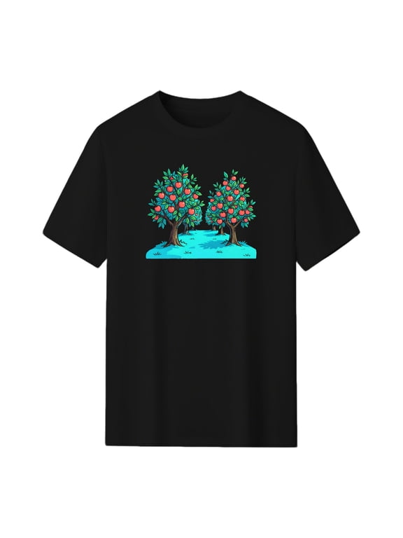 Apple Orchard Graphic Tee, Black Unisex Short Sleeve T-Shirt