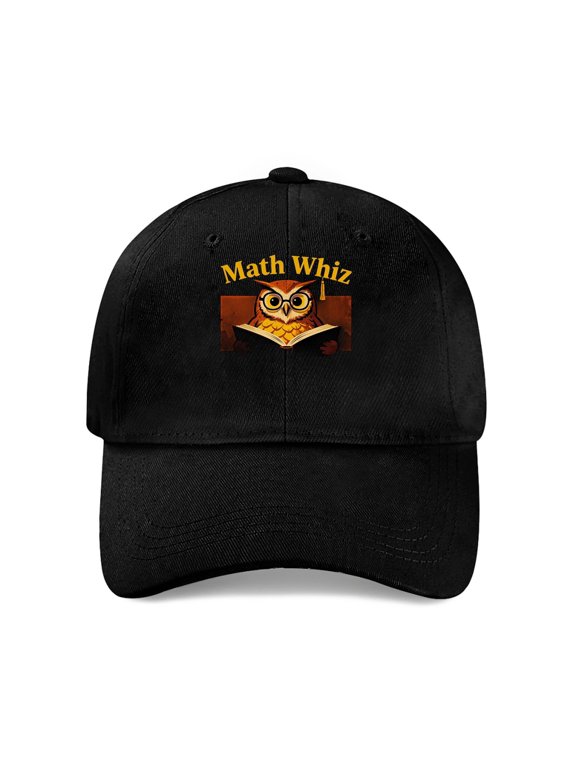 Math Whiz Owl Reading Baseball Cap, Cotton Twill Dad Hat