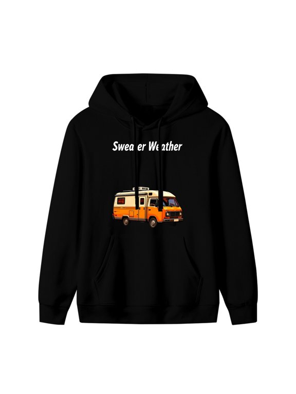 Autumn Camper Van - Sweater Weather Graphic Hoodie, Black