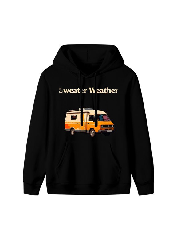 Autumn Camper Van - Sweater Weather Graphic Hoodie, Black