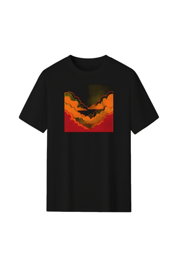 Autumn Clouds Graphic Tee, Black Unisex Short Sleeve T-Shirt