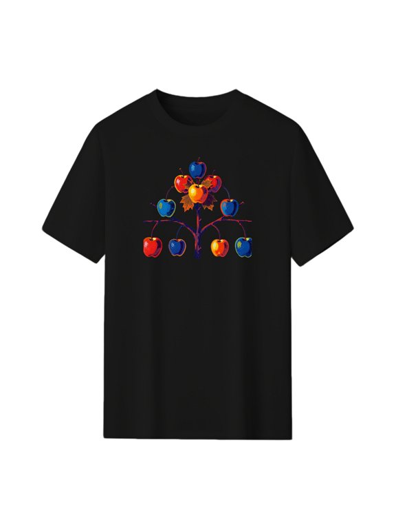 Autumn Glow Apples Graphic Tee, Black Unisex T-Shirt