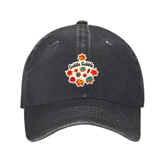 LNFAUEAPRINT Autumn Leaves 'Gobble Gobble' Baseball Cap, Adjustable Dad Hat