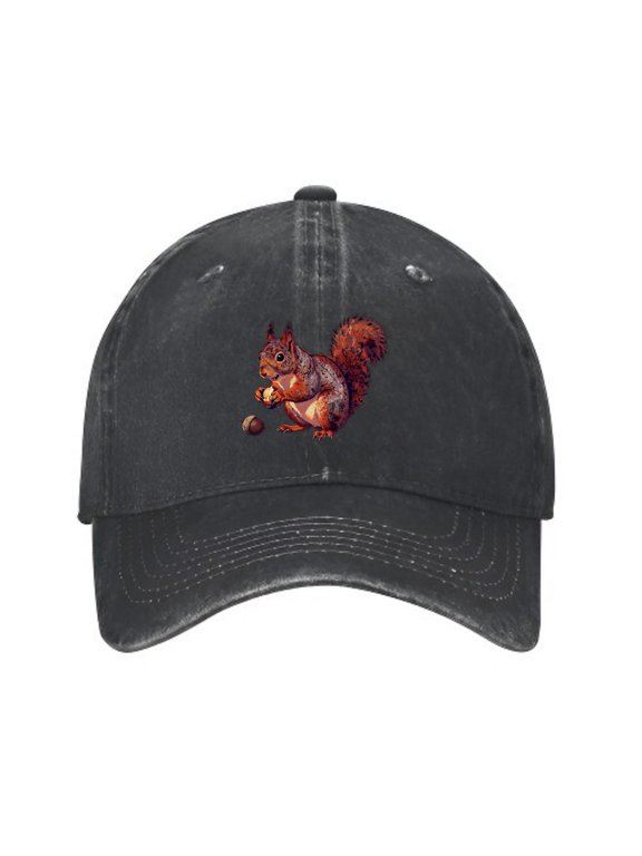 Autumn Squirrel Acorn Baseball Cap, Washed Cotton Dad Hat