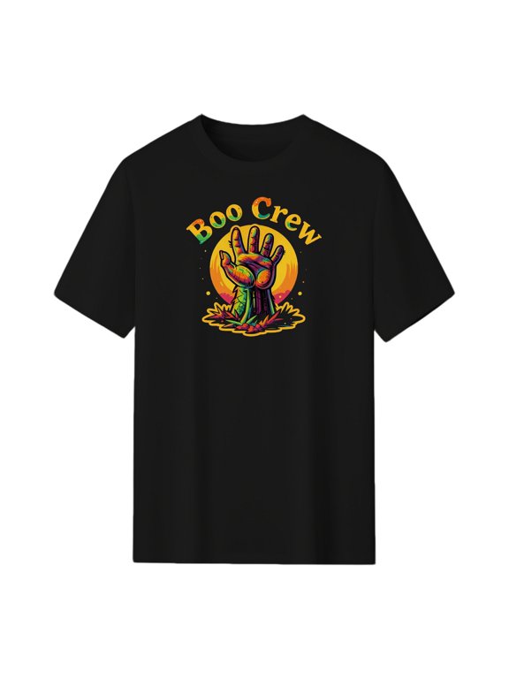 Boo Crew Monster Hand Halloween Graphic T-Shirt, Black Unisex