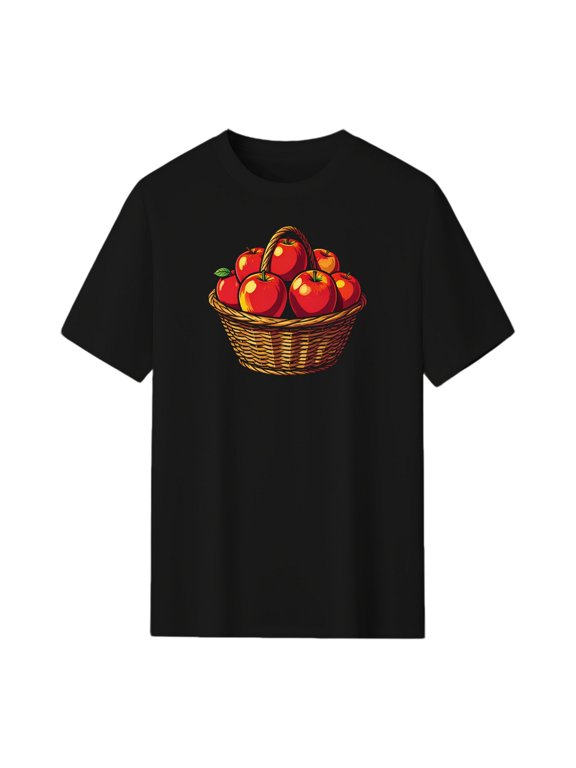 Bountiful Apple Basket Graphic Tee, Black Unisex T-Shirt