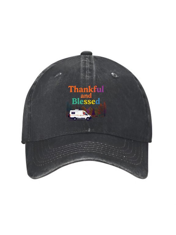 Camper Van in Autumn Forest Baseball Cap, Adjustable Dad Hat
