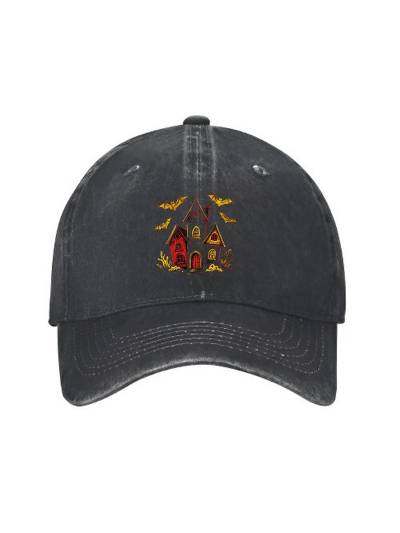 Spooky Halloween Haunted Baseball Cap, Washed Cotton Dad Hat