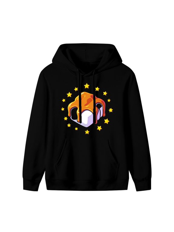 Caramel Drizzled Marshmallows Graphic Hoodie, Black