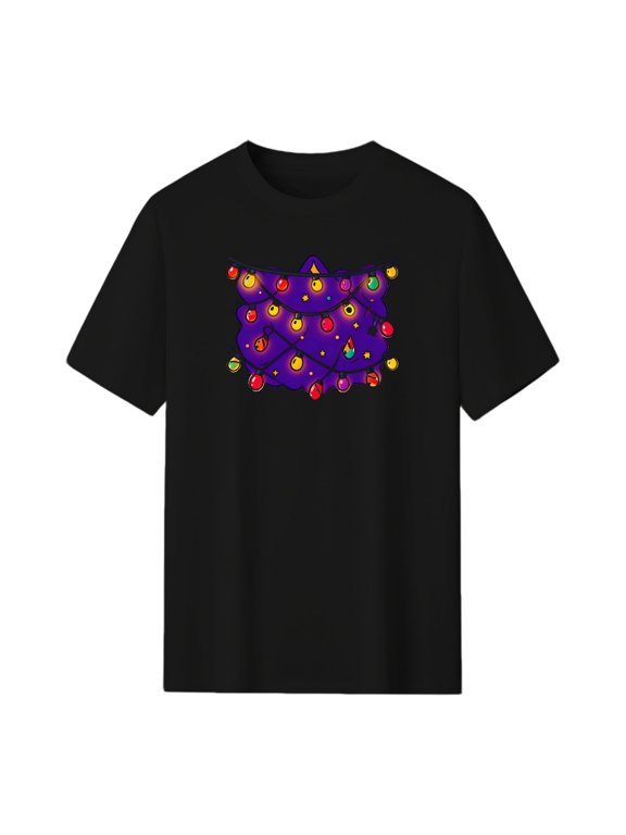 Christmas Lights String Graphic Tee, Black Unisex T-Shirt