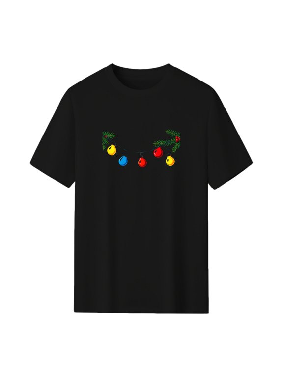 Christmas Lights String Graphic Tee, Black Unisex T-Shirt