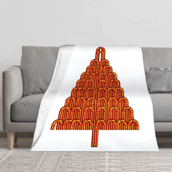 LNFAUEAPRINT Christmas Tree Candy Canes Flannel Fleece Throw Blanket