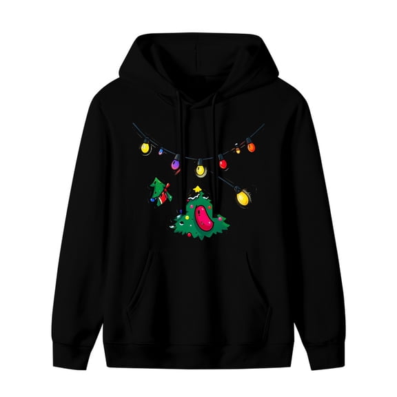 LNFAUEAPRINT Christmas Tree - Festive Holiday Graphic Hoodie, Black