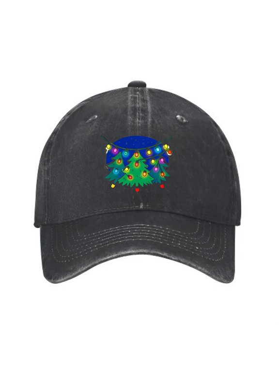 Christmas Tree String Lights Baseball Cap, Adjustable Dad Hat