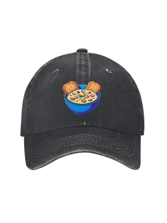 Clam Chowder Baseball Cap, Washed Cotton Adjustable Dad Hat